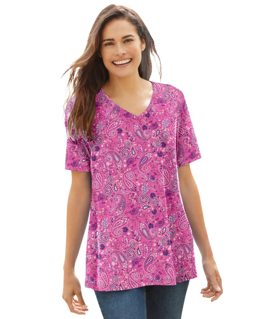 Футболка с коротким рукавом и V-образным вырезом, идеально подходящая для полных женщин Woman Within, Peony petal paisley, Розовый, Футболка с коротким рукавом и V-образным вырезом, идеально подходящая для полных женщин Woman Within, Peony petal paisley
Футболка с коротким рукавом и V-образным вырезом, идеально подходящая для полных женщин Woman Within, Peony petal paisley, Розовый, Футболка с коротким рукавом и V-образным вырезом, идеально подходящая для полных женщин Woman Within, Peony petal paisley