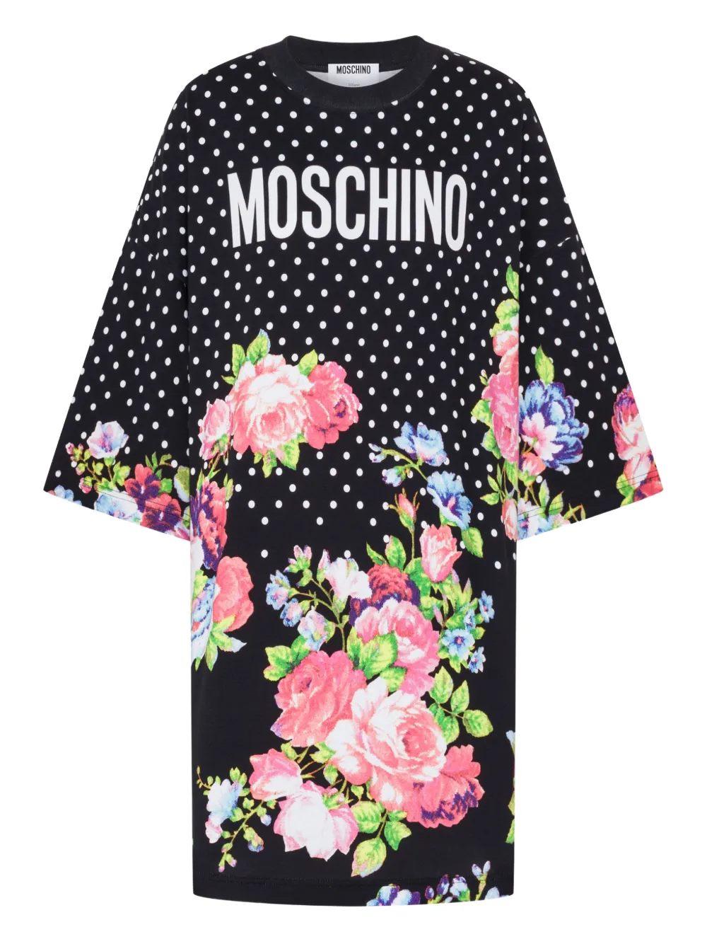 Платье с горошком и рукавами четверть длины Moschino, черный
Платье с горошком и рукавами четверть длины Moschino, черный