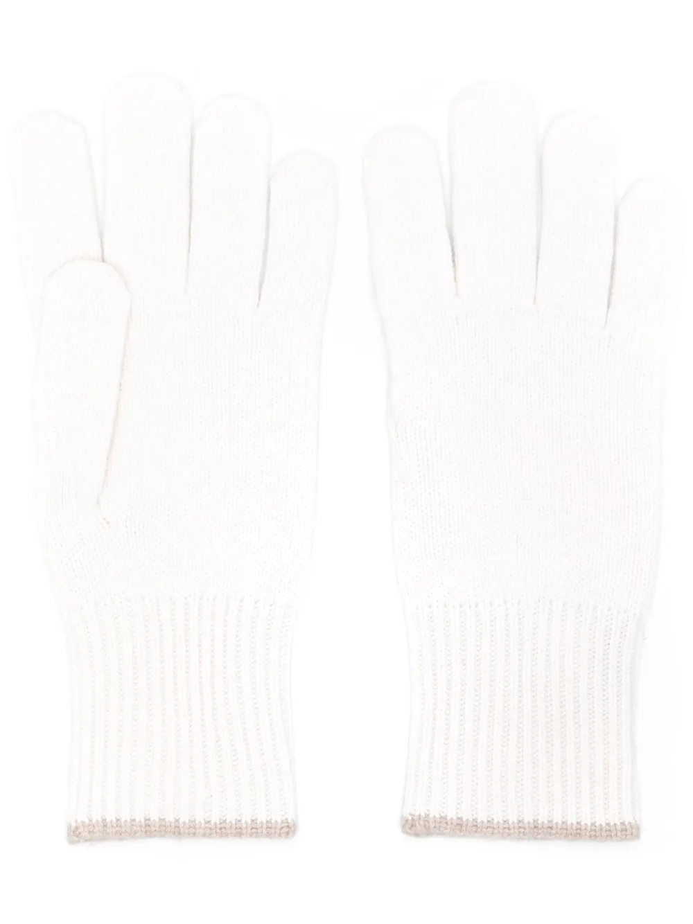 Кашемировые перчатки с контрастной отделкой Brunello Cucinelli, белый 
Кашемировые перчатки с контрастной отделкой Brunello Cucinelli, белый