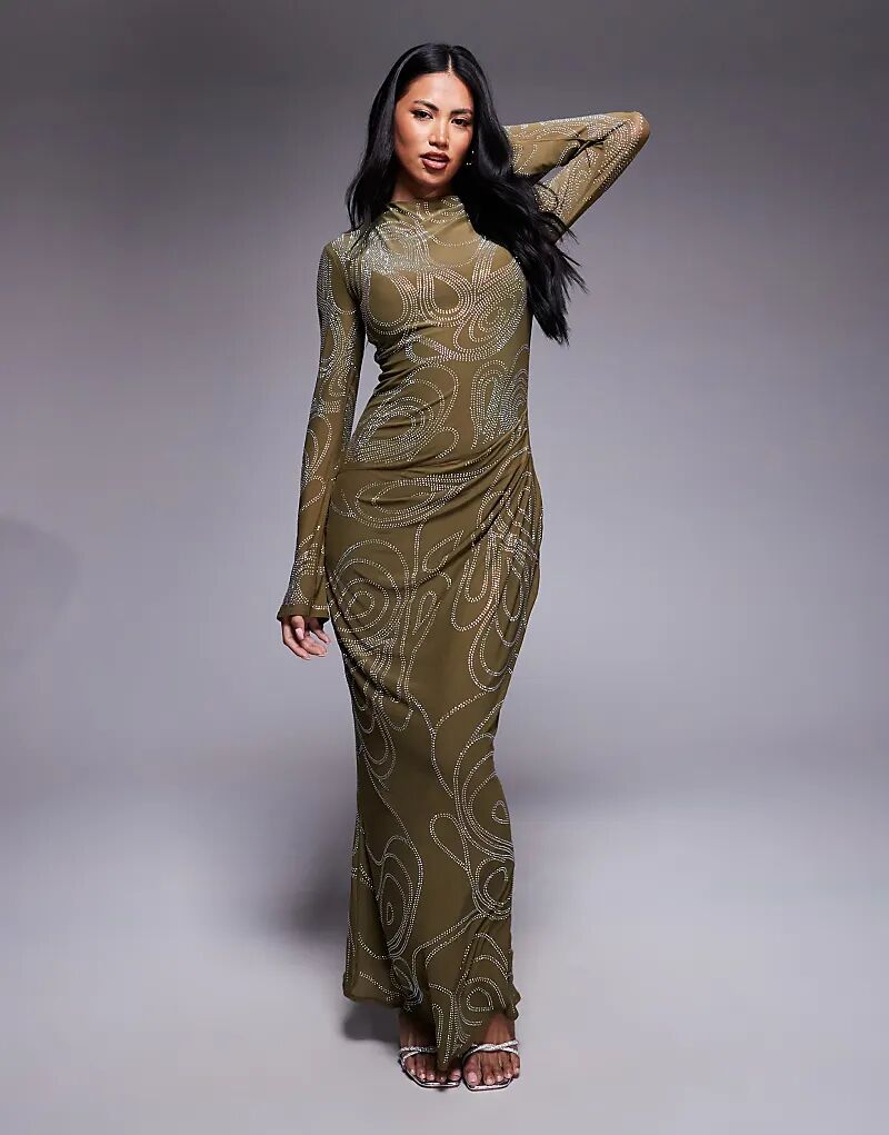 Платье макси ASOS DESIGN с длинными рукавами, декорированной горячей отделкой и юбкой со сборками, темно-оливкового цвета
Платье макси ASOS DESIGN с длинными рукавами, декорированной горячей отделкой и юбкой со сборками, темно-оливкового цвета