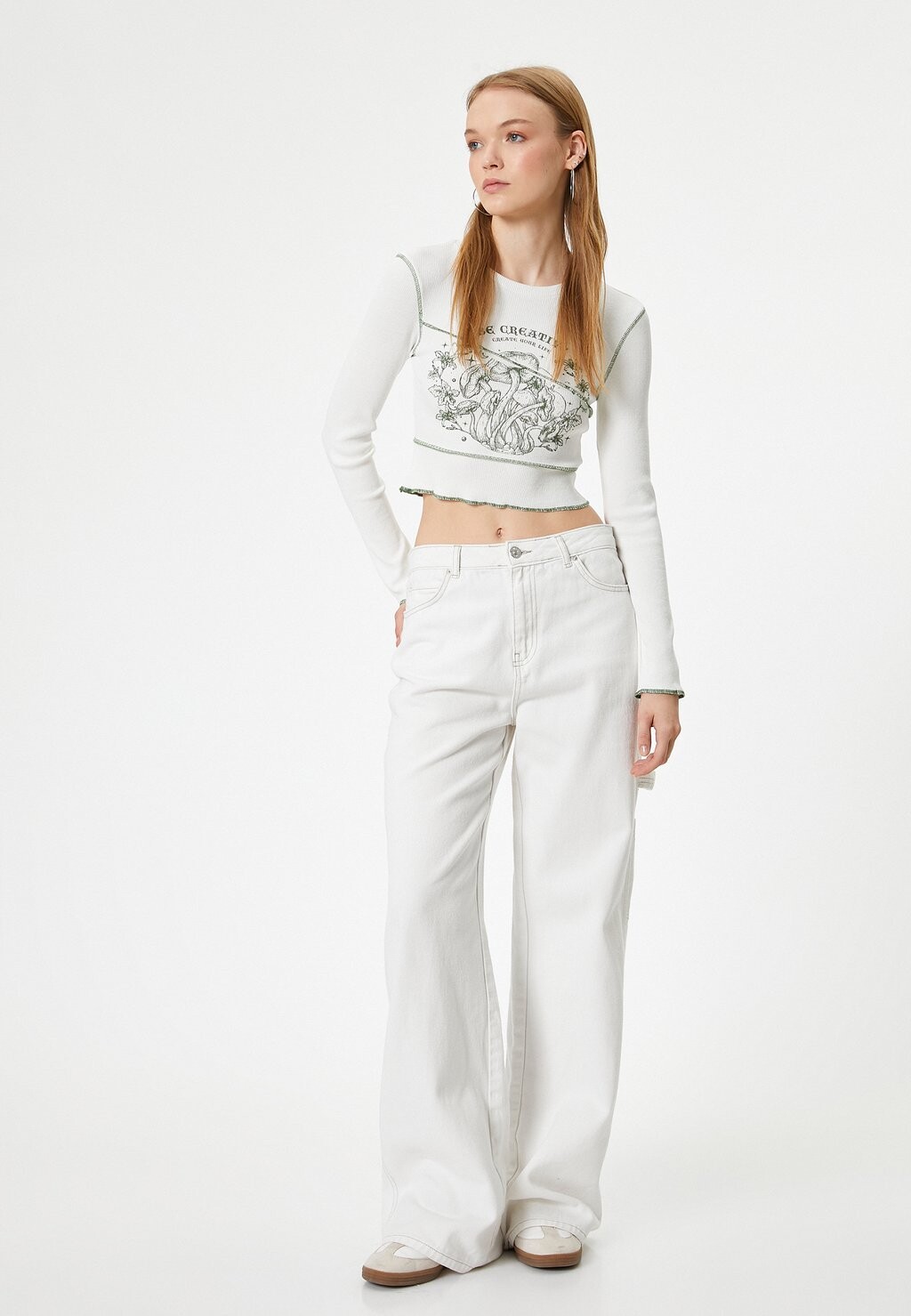 Топ с длинными рукавами PRINTED CROP Koton, белый
Топ с длинными рукавами PRINTED CROP Koton, белый