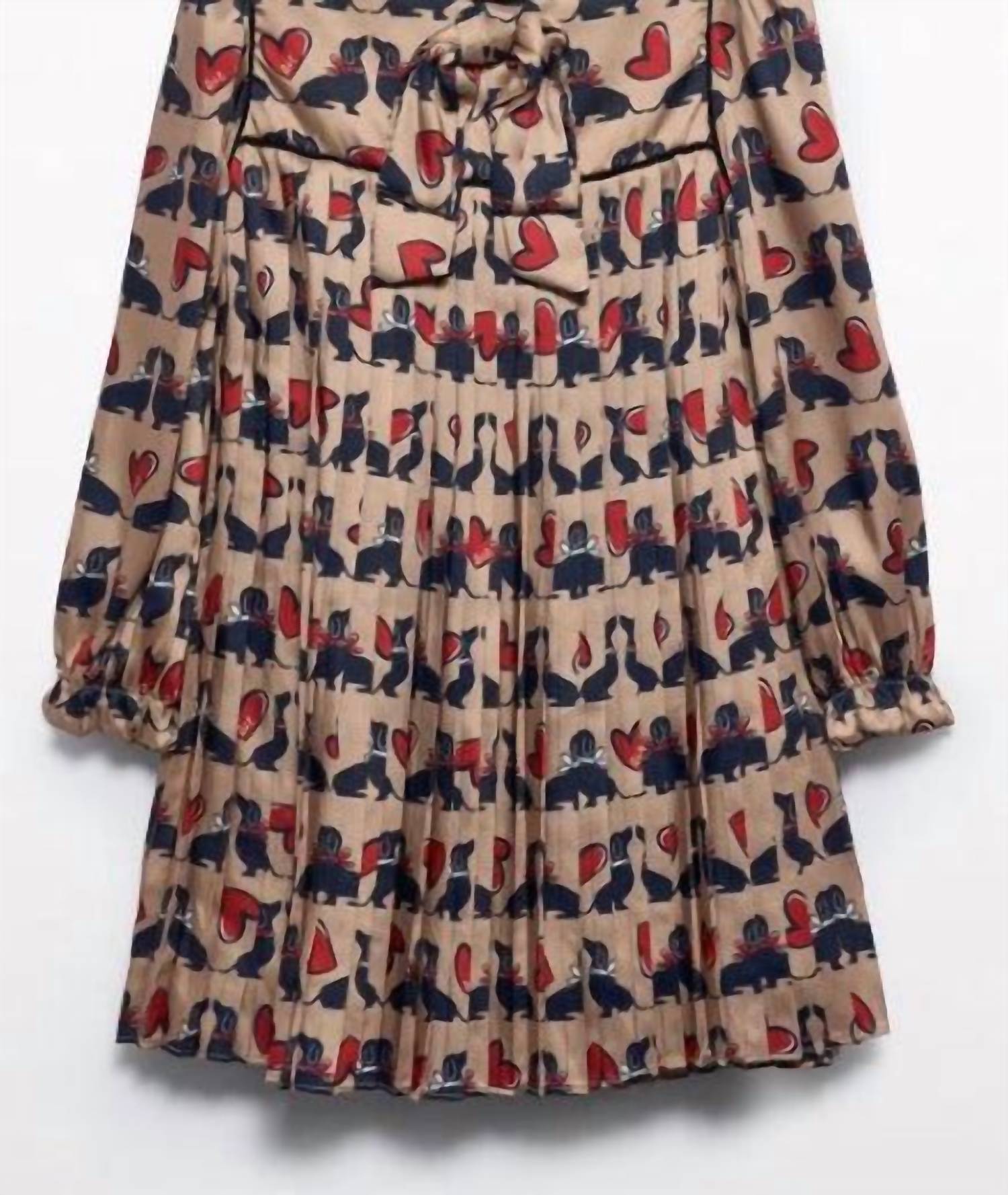 Платье с принтом собачек в коричневом, красном и черном цветах Abel & Lula 
Платье с принтом собачек в коричневом, красном и черном цветах Abel & Lula
