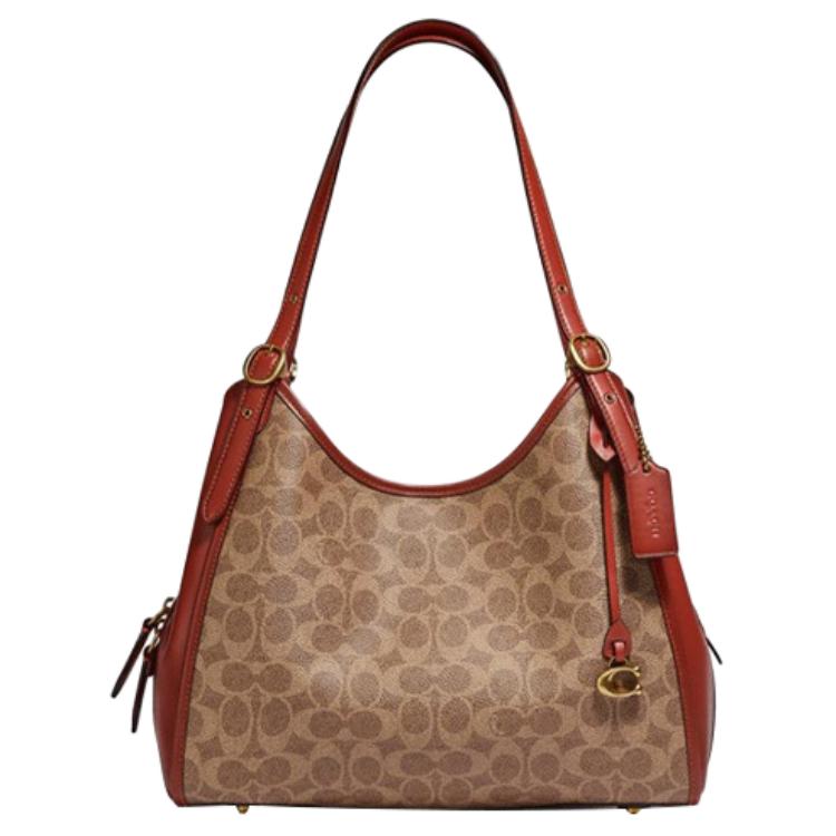 COACH Сумка через плечо женская коричневая с монограммой 
COACH Сумка через плечо женская коричневая с монограммой