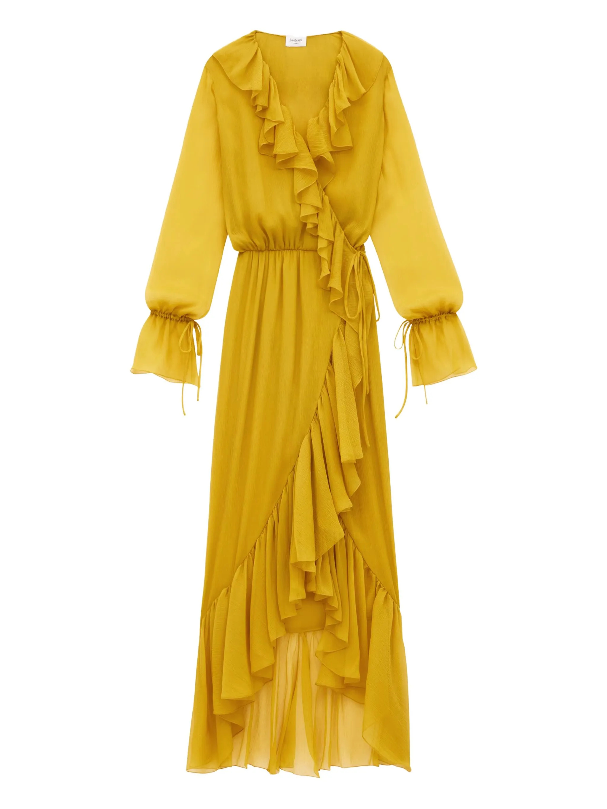 Платье с оборками и запахом Saint Laurent, желтый
Платье с оборками и запахом Saint Laurent, желтый