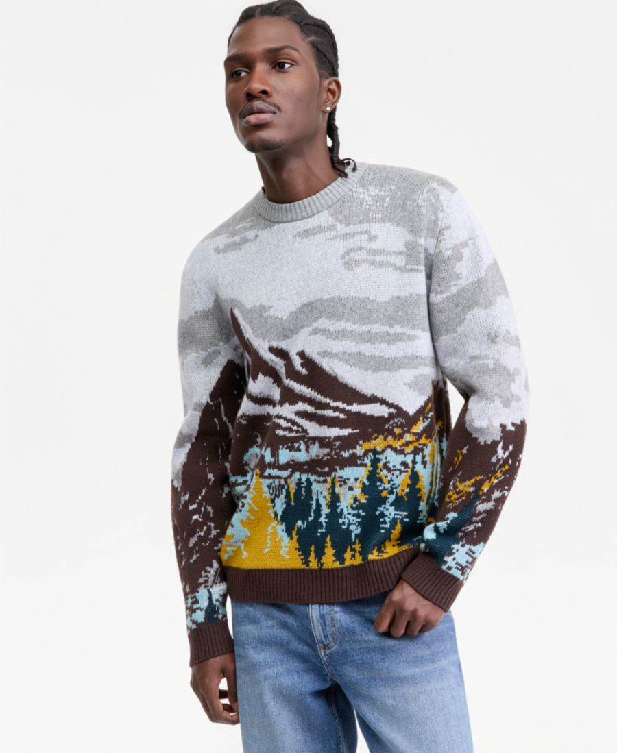 Мужской свитер с изображением живописных гор, эксклюзивно от Macy's Sun + Stone, Gray/Brown
Мужской свитер с изображением живописных гор, эксклюзивно от Macy's Sun + Stone, Gray/Brown