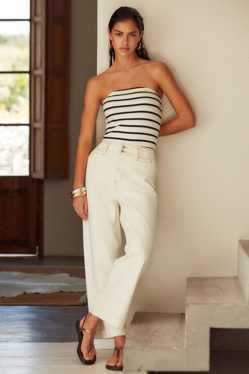 Укороченные широкие джинсы с двумя пуговицами Next, белый
Укороченные широкие джинсы с двумя пуговицами Next, белый