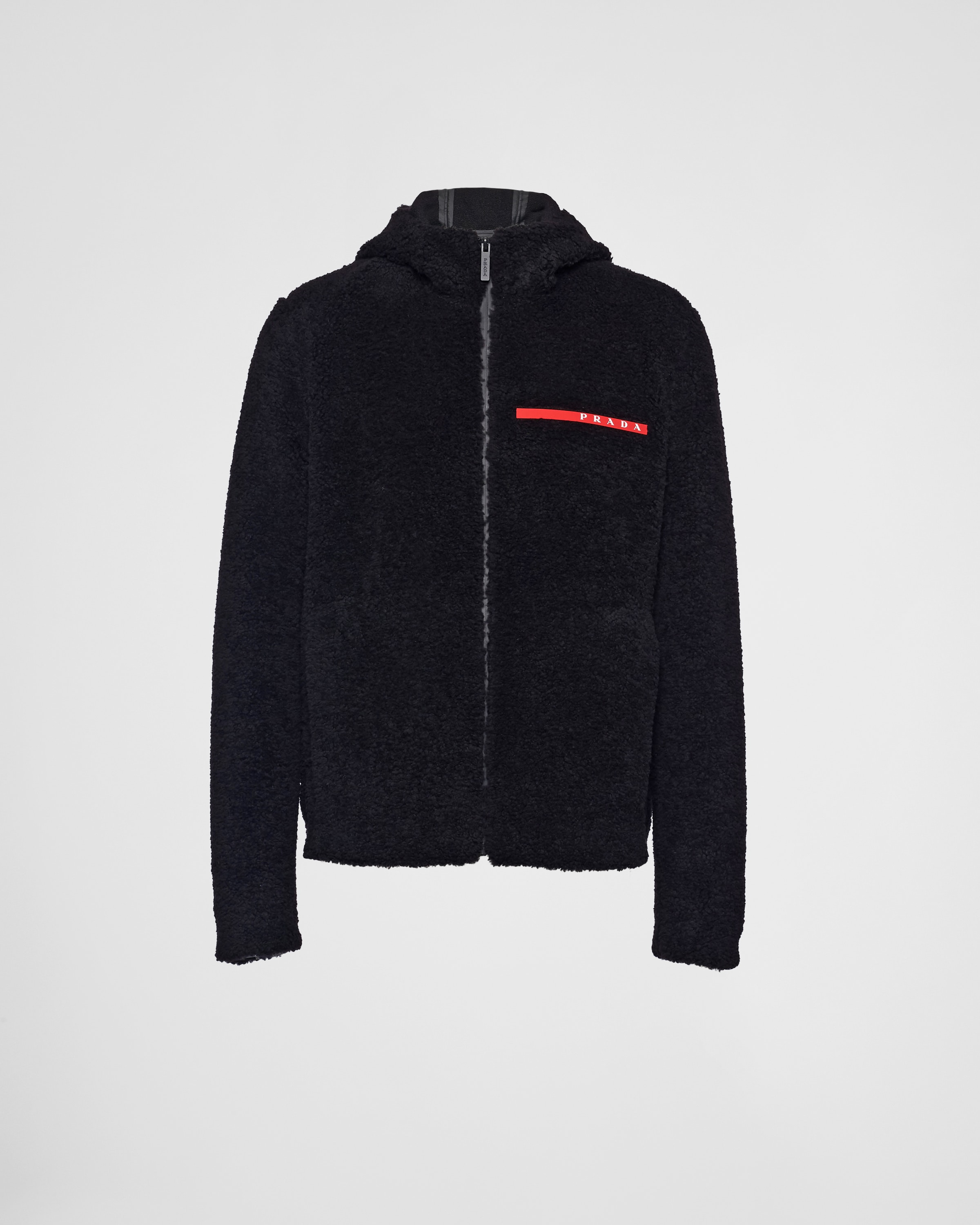 Кардиган-худи из флиса с шерстяной смесью Prada, черный
Кардиган-худи из флиса с шерстяной смесью Prada, черный