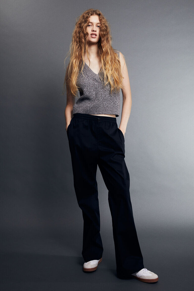 Брюки из поплина без застежки H&M, черный
Брюки из поплина без застежки H&M, черный