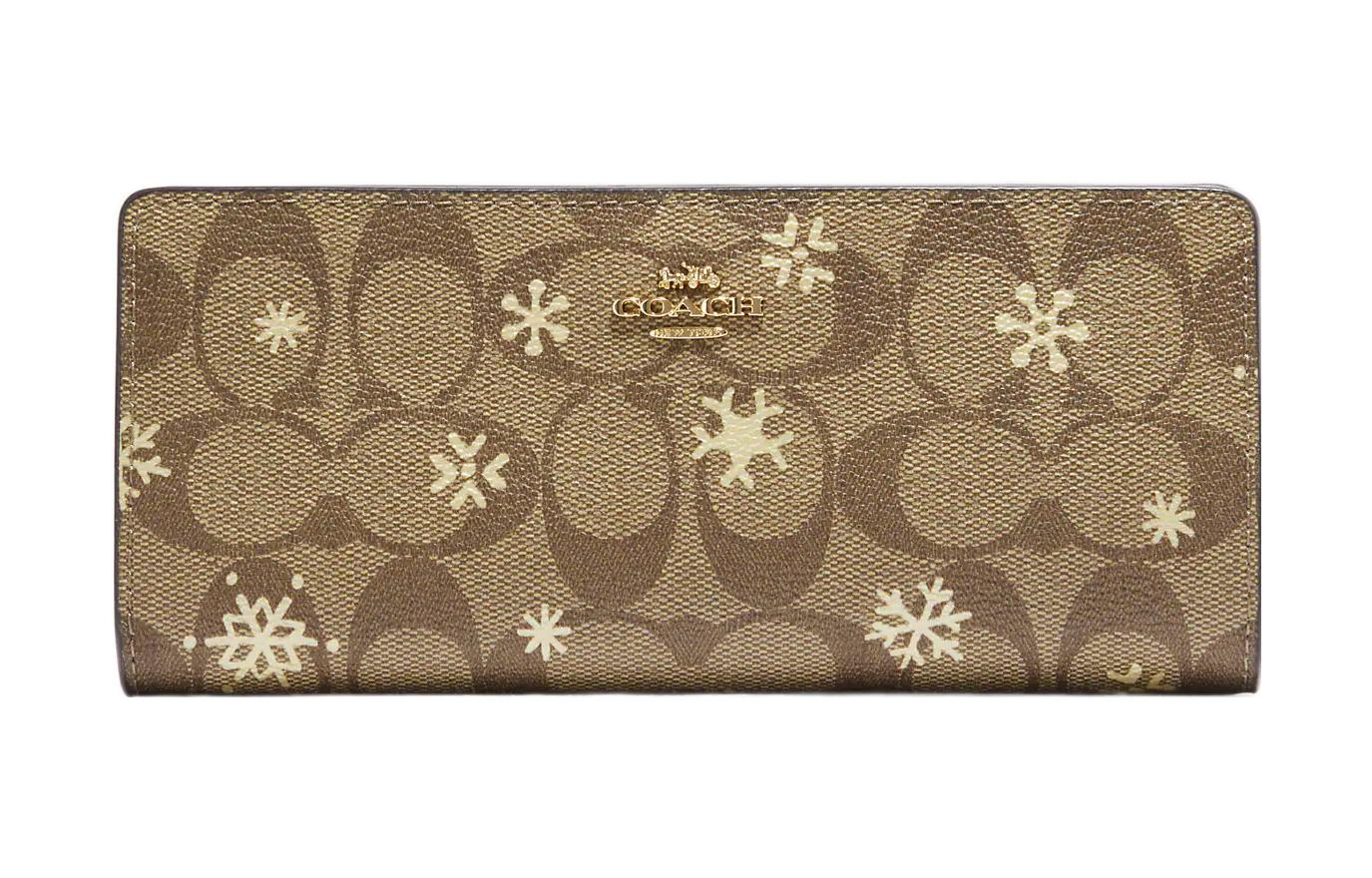 COACH Строгий женский кошелек из прорезиненной ткани с кожаным отделением для карт цвет хаки
COACH Строгий женский кошелек из прорезиненной ткани с кожаным отделением для карт цвет хаки