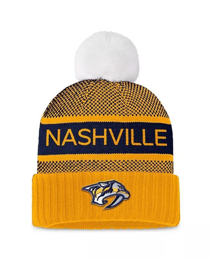 Женская золотая, темно-синяя шапка Nashville Predators Authentic Pro Rink с манжетами и помпоном Fanatics
Женская золотая, темно-синяя шапка Nashville Predators Authentic Pro Rink с манжетами и помпоном Fanatics