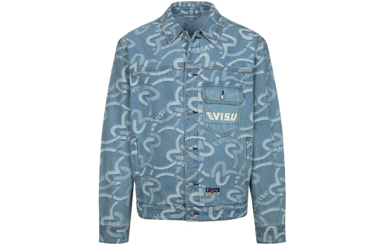 Джинсовая куртка мужская джинсовая синяя по всей земле Evisu, синий 
Джинсовая куртка мужская джинсовая синяя по всей земле Evisu, синий