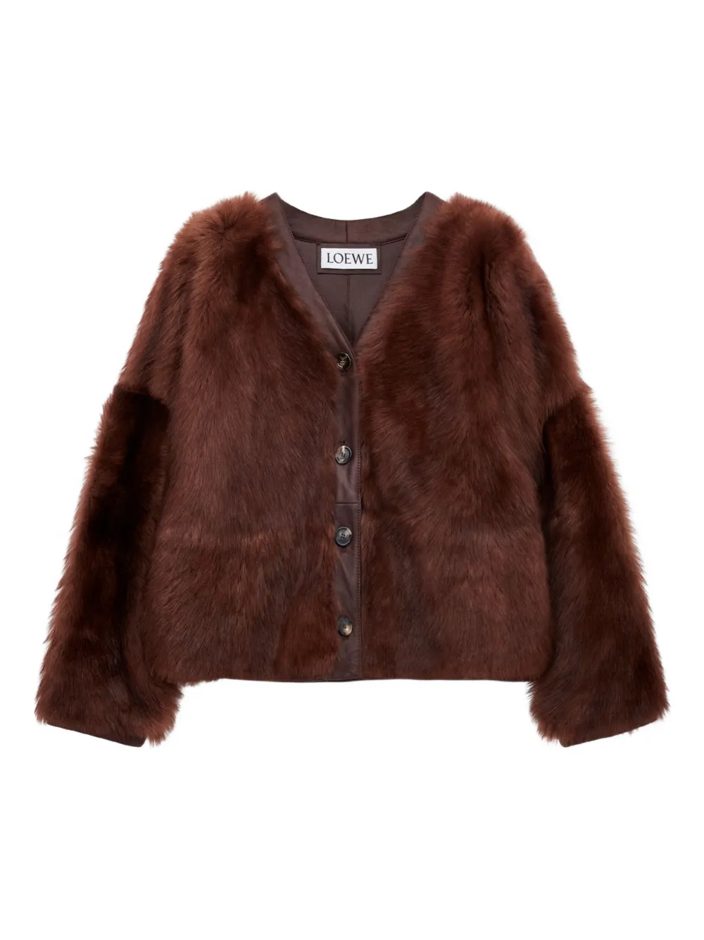 Застегивающийся жакет из овчины Loewe, коричневый
Застегивающийся жакет из овчины Loewe, коричневый