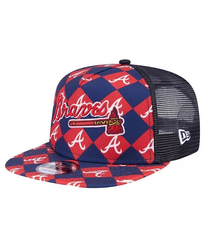 Мужская темно-синяя кепка Atlanta Braves Seeing Diamonds с А-образной рамкой Trucker 9Fifty Snapback New Era, синий