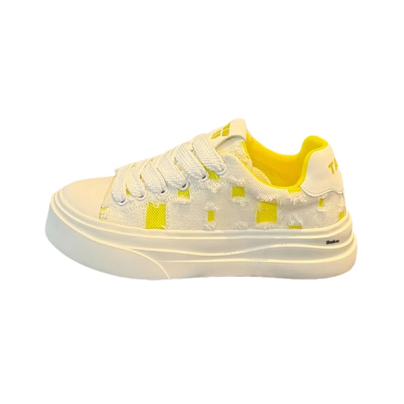 BAKE Антискользящие износостойкие низкие скейтерские кроссовки мужские бело-желтые, цвет White Yellow 
BAKE Антискользящие износостойкие низкие скейтерские кроссовки мужские бело-желтые, цвет White Yellow