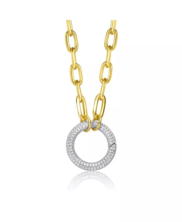 Модная цепочка из 14-каратного желтого золота с подвеской в виде круга с ослепительным кубическим цирконием из стерлингового серебра. Genevive, gold
Модная цепочка из 14-каратного желтого золота с подвеской в виде круга с ослепительным кубическим цирконием из стерлингового серебра. Genevive, gold