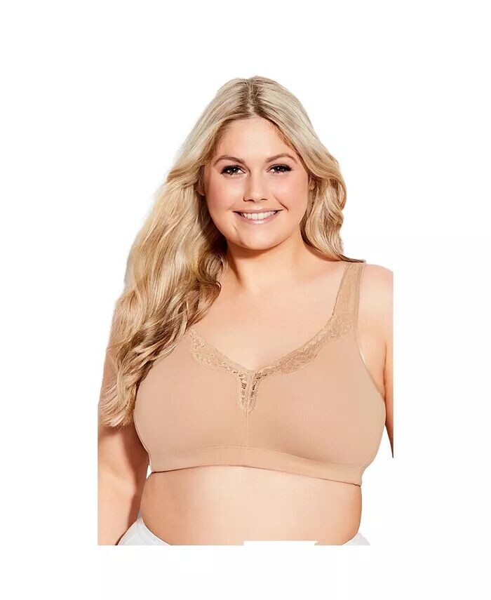 Женский бюстгальтер Plus Size Comfort Cotton Free Bra с кружевом без косточек AVENUE, коричневый/бежевый 
Женский бюстгальтер Plus Size Comfort Cotton Free Bra с кружевом без косточек AVENUE, коричневый/бежевый