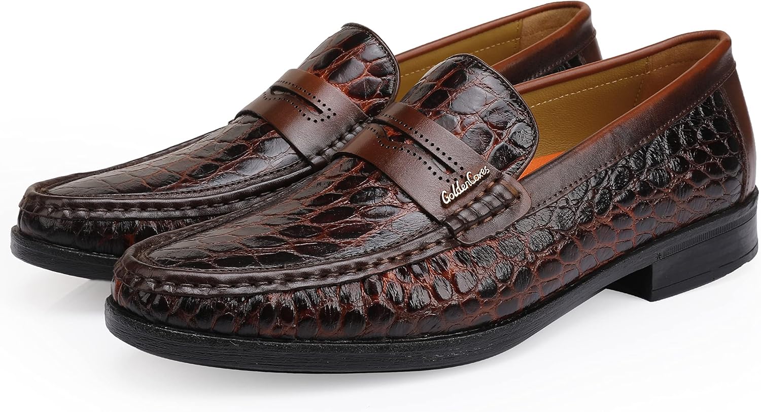 Мужские кожаные пенни-лоферы с узором под крокодила, классические повседневные туфли без шнурков, праздничные, деловые, свадебные лоферы для мужчин Generic, коричневый
Мужские кожаные пенни-лоферы с узором под крокодила, классические повседневные туфли без шнурков, праздничные, деловые, свадебные лоферы для мужчин Generic, коричневый