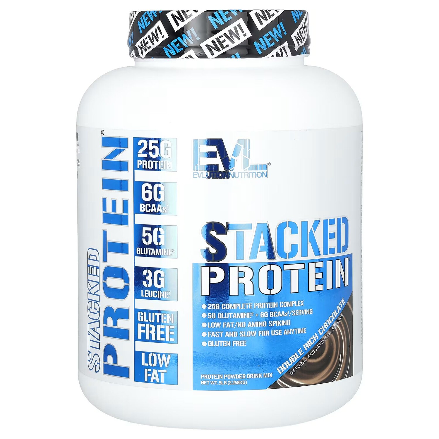 Stacked Protein, двойной насыщенный шоколад, 5 фунтов (2268 кг) Evlution Nutrition
Stacked Protein, двойной насыщенный шоколад, 5 фунтов (2268 кг) Evlution Nutrition