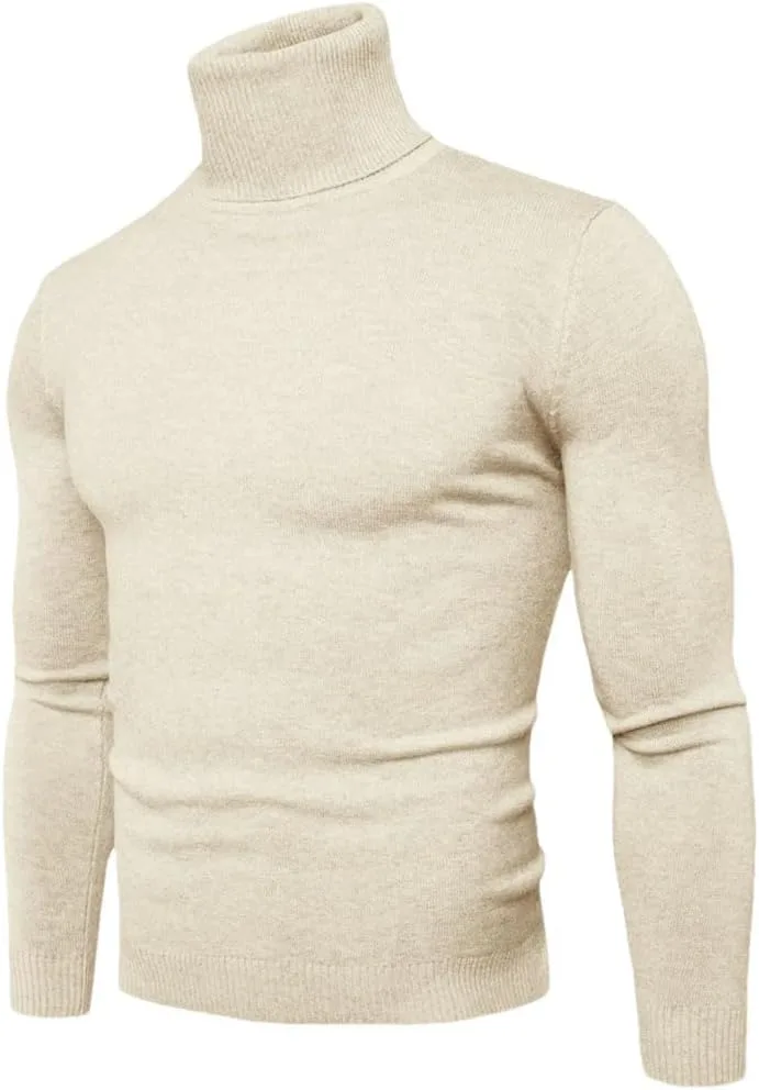 Мужской однотонный вязаный свитер с высоким воротником
Мужской однотонный вязаный свитер с высоким воротником