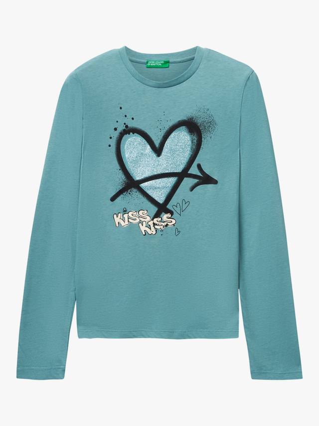 Детская хлопковая футболка с длинным рукавом и блестящим сердечком Benetton, Green
Детская хлопковая футболка с длинным рукавом и блестящим сердечком Benetton, Green