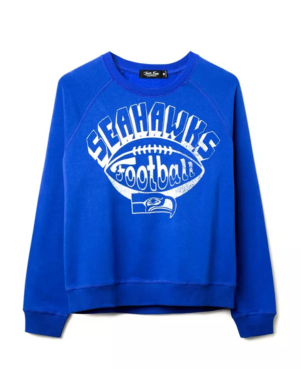 Женская футболка-реглан с флисовой отделкой с символикой команды НФЛ "Сиэтл Сихокс". Junk Food Clothing, синий
Женская футболка-реглан с флисовой отделкой с символикой команды НФЛ "Сиэтл Сихокс". Junk Food Clothing, синий
