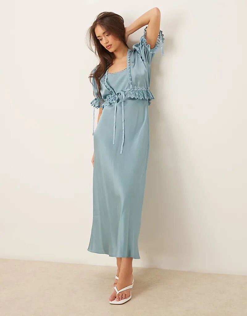 Платье миди «2 в 1» из атласа ASOS DESIGN с рукавами-фонариками и кружевной отделкой, сланцево-синего цвета
Платье миди «2 в 1» из атласа ASOS DESIGN с рукавами-фонариками и кружевной отделкой, сланцево-синего цвета