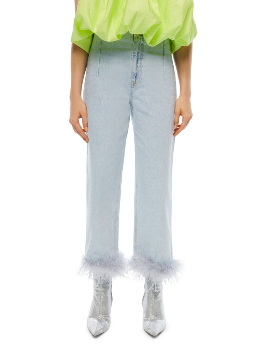 Укороченные джинсы с широкими штанинами и боа из перьев Nocturne, цвет Ice Blue
Укороченные джинсы с широкими штанинами и боа из перьев Nocturne, цвет Ice Blue