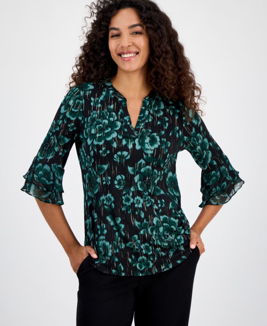 Миниатюрная блузка с цветочным принтом, разрезом на шее и рукавами-колоколами Kasper, Black Multi
Миниатюрная блузка с цветочным принтом, разрезом на шее и рукавами-колоколами Kasper, Black Multi