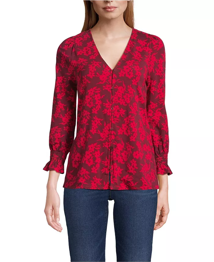 Женская блузка с длиной рукава 3/4 на пуговицах из легкого джерси Lands' End, красный
Женская блузка с длиной рукава 3/4 на пуговицах из легкого джерси Lands' End, красный