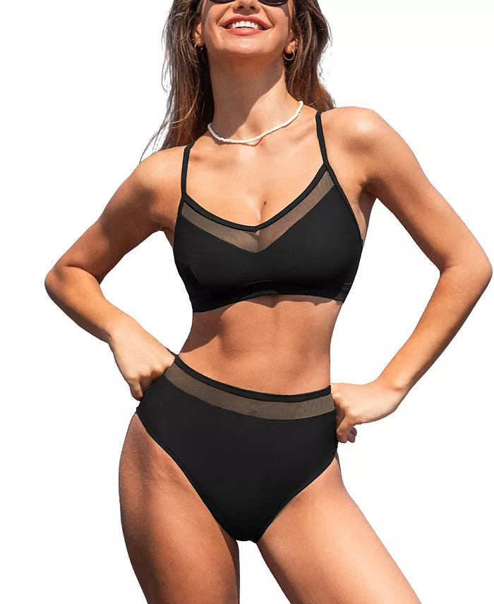 Женский комплект бикини с V-образным вырезом и перекрещивающимися на спине сетчатыми вставками Cupshe, черный
Женский комплект бикини с V-образным вырезом и перекрещивающимися на спине сетчатыми вставками Cupshe, черный