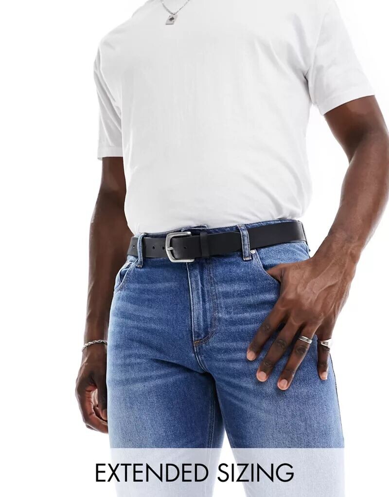 Винтажный черный кожаный ремень ASOS с полированной серебряной пряжкой
Винтажный черный кожаный ремень ASOS с полированной серебряной пряжкой