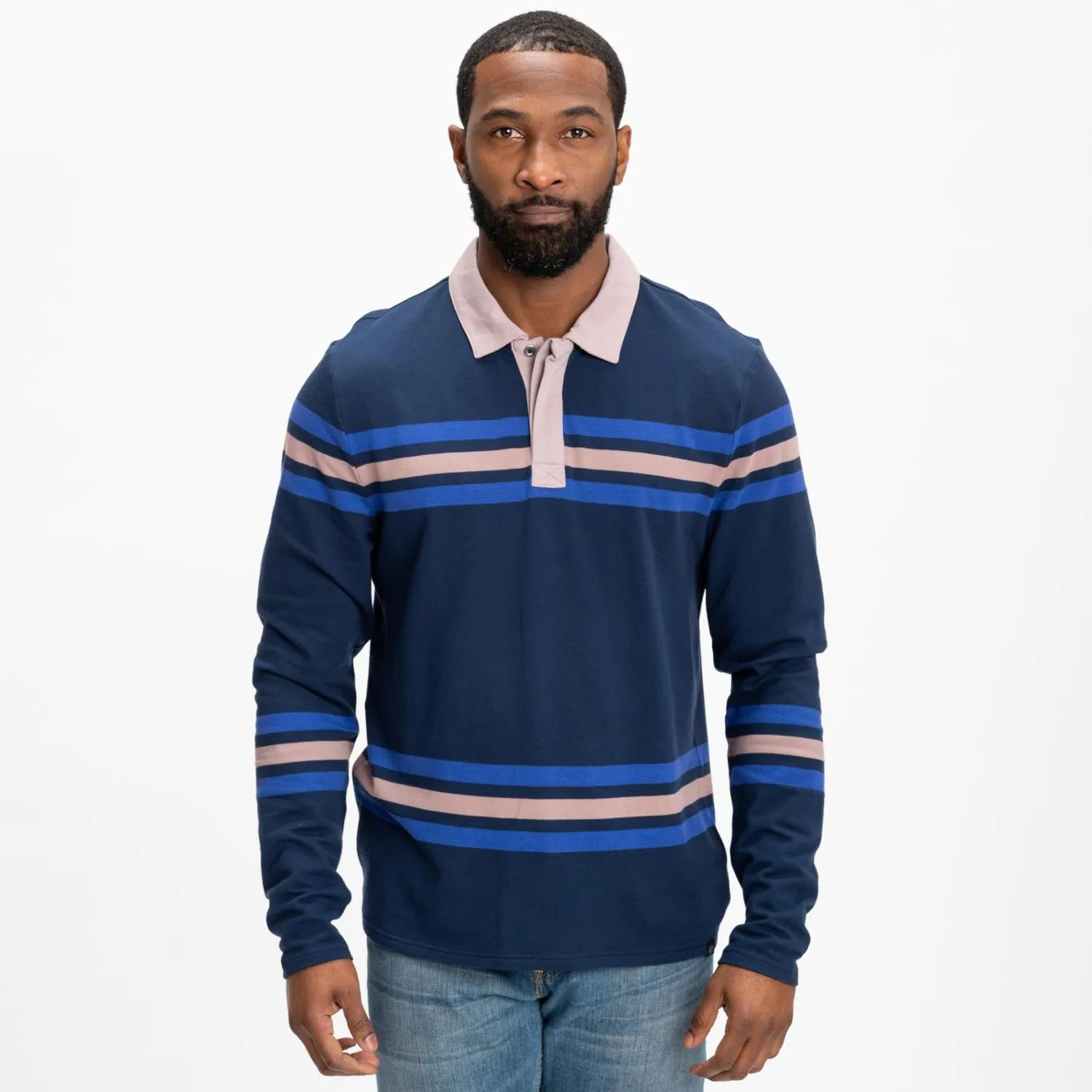 Поло с длинными рукавами в полоску Threads 4 Thought, Raw Denim/Eclipse 
Поло с длинными рукавами в полоску Threads 4 Thought, Raw Denim/Eclipse