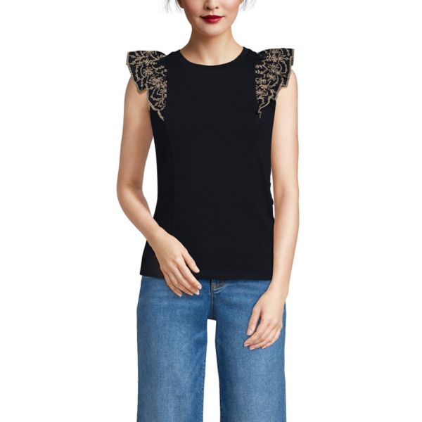 Женская майка с вышитыми воланами Lands' End, черный
Женская майка с вышитыми воланами Lands' End, черный