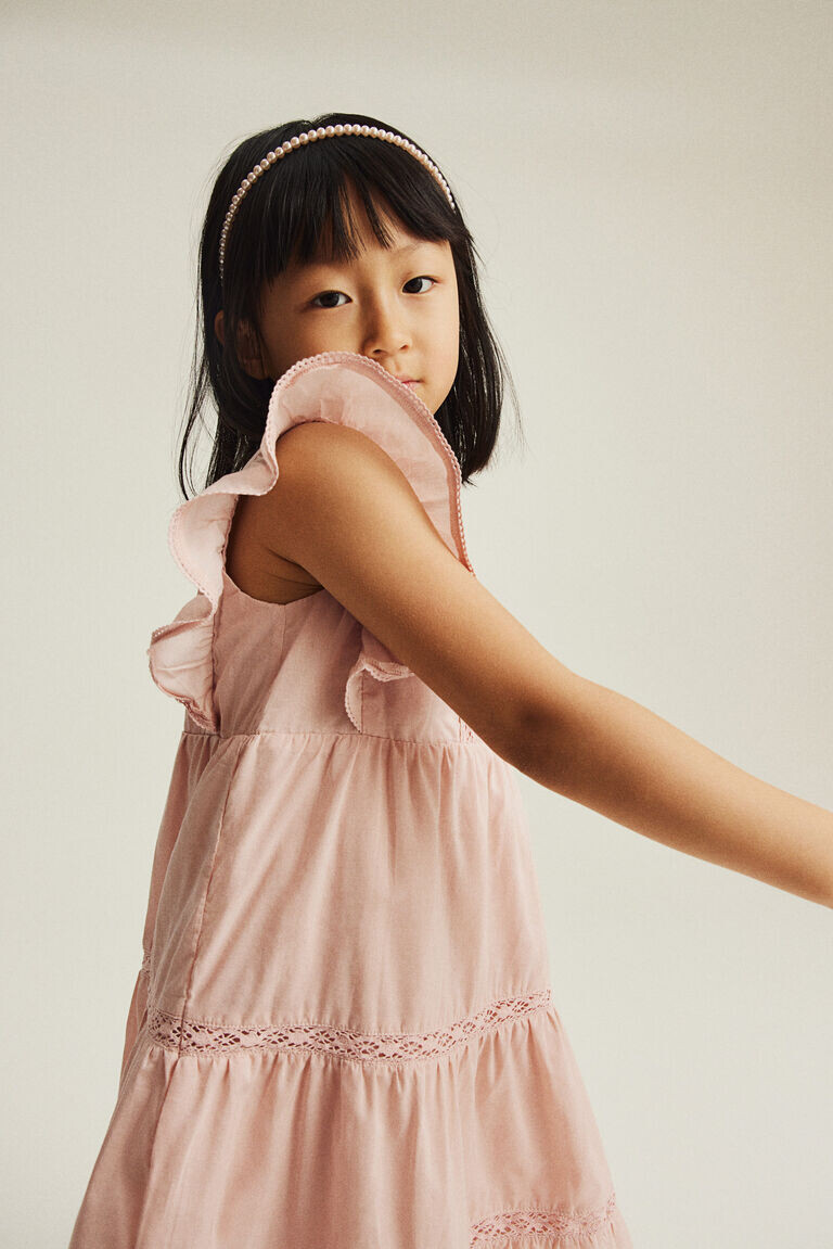 Платье с воланами и кружевом H&M, розовый
Платье с воланами и кружевом H&M, розовый