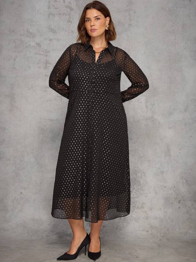 Платье-миди Curve Shimmer Shirt Live Unlimited, Black
Платье-миди Curve Shimmer Shirt Live Unlimited, Black