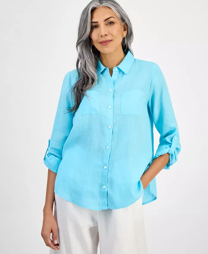 Женская рубашка из 100% льна Charter Club, синий
Женская рубашка из 100% льна Charter Club, синий