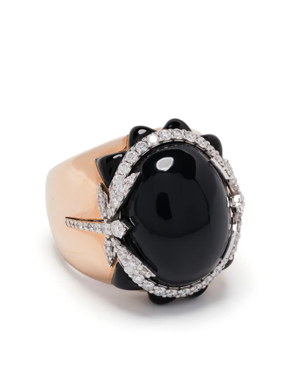 Кольцо из желтого золота с бриллиантами и ониксом Anapsara, золотой