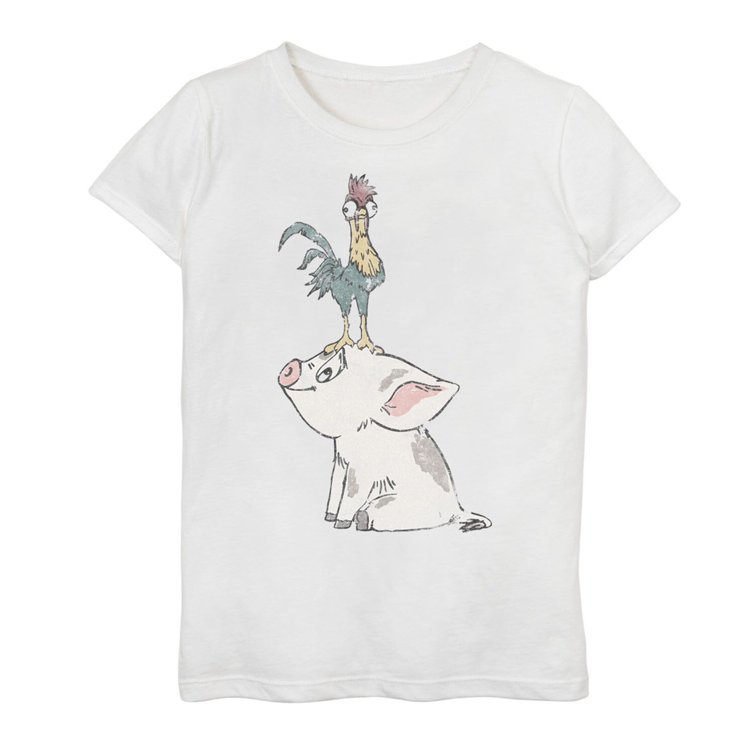 Девочки Моана Диснея 7–16 лет Хей Хей на футболке Пуа Licensed Character