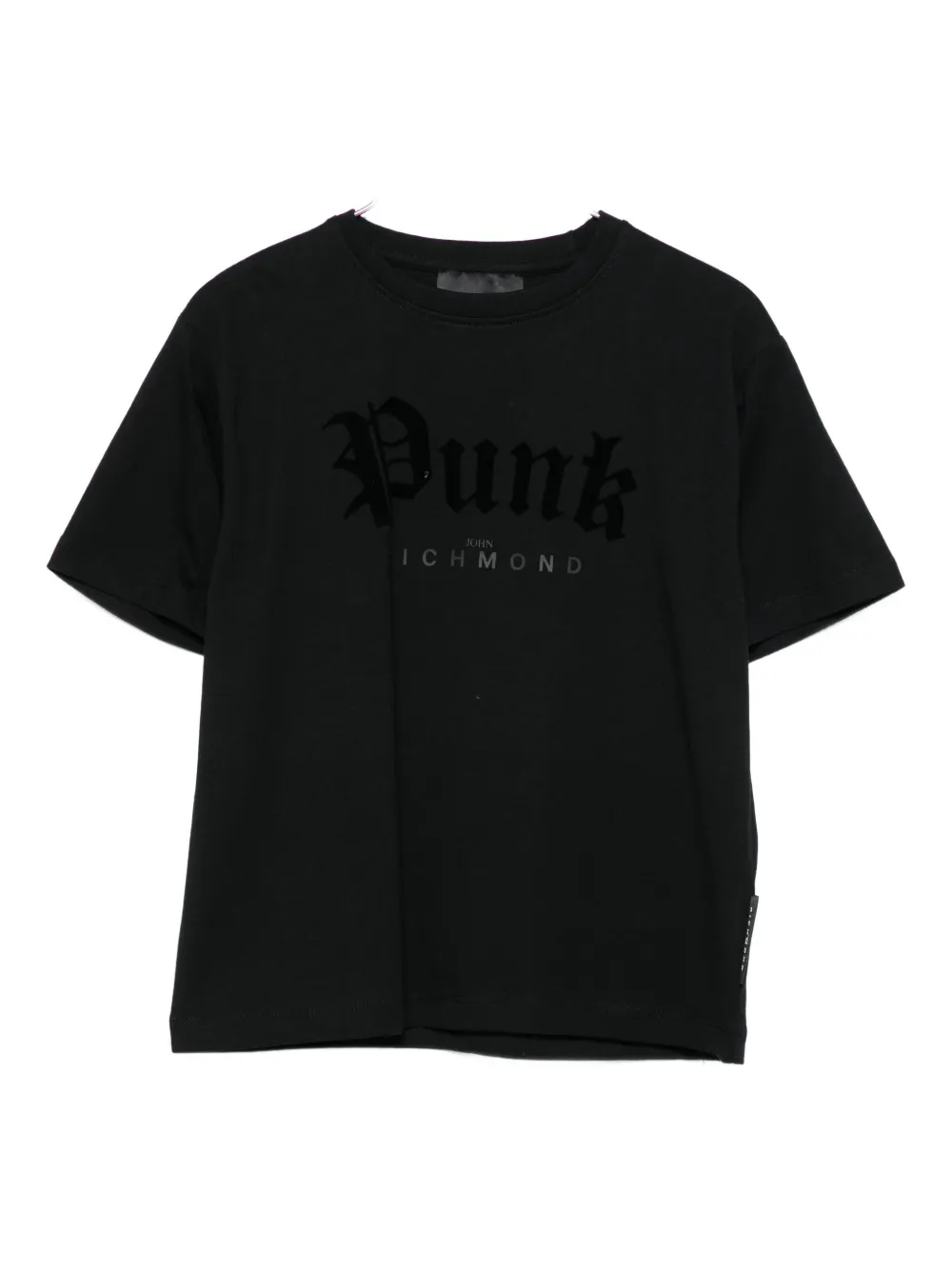 Футболка с бархатным логотипом John Richmond Junior, черный 
Футболка с бархатным логотипом John Richmond Junior, черный