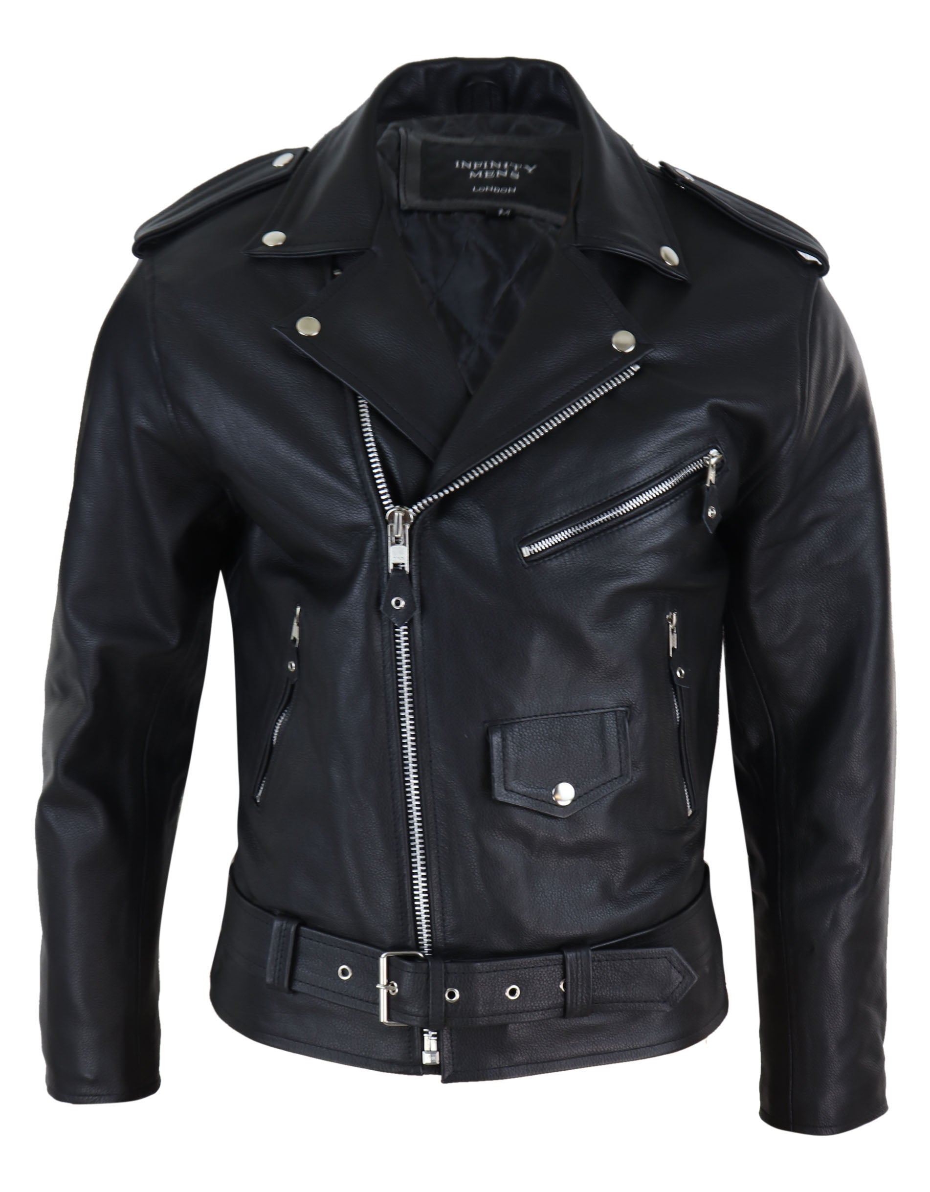 Мотоциклетная куртка из коровьей кожи с перекрестной молнией TruClothing, черный 
Мотоциклетная куртка из коровьей кожи с перекрестной молнией TruClothing, черный