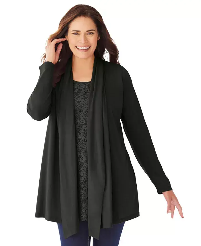 Кардиган Plus Size Within 2-Fer и туника с кружевом Woman Within, черный
Кардиган Plus Size Within 2-Fer и туника с кружевом Woman Within, черный
