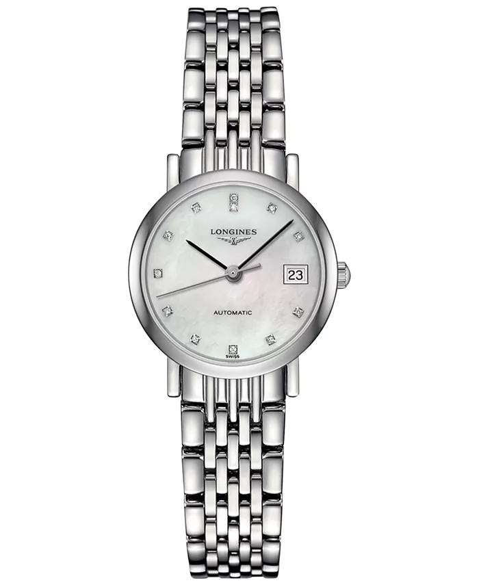 Женские швейцарские автоматические часы Longines Elegant Collection с бриллиантами и браслетом из нержавеющей стали, 26 мм, модель L43094876
Женские швейцарские автоматические часы Longines Elegant Collection с бриллиантами и браслетом из нержавеющей стали, 26 мм, модель L43094876