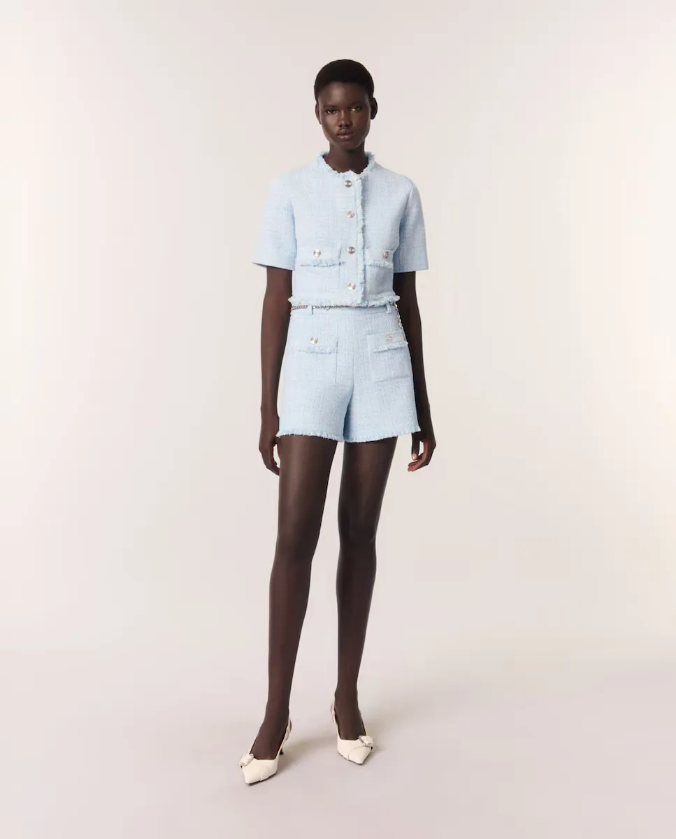 Женский твидовый шорты с поясом Maje, светло-голубой
Женский твидовый шорты с поясом Maje, светло-голубой