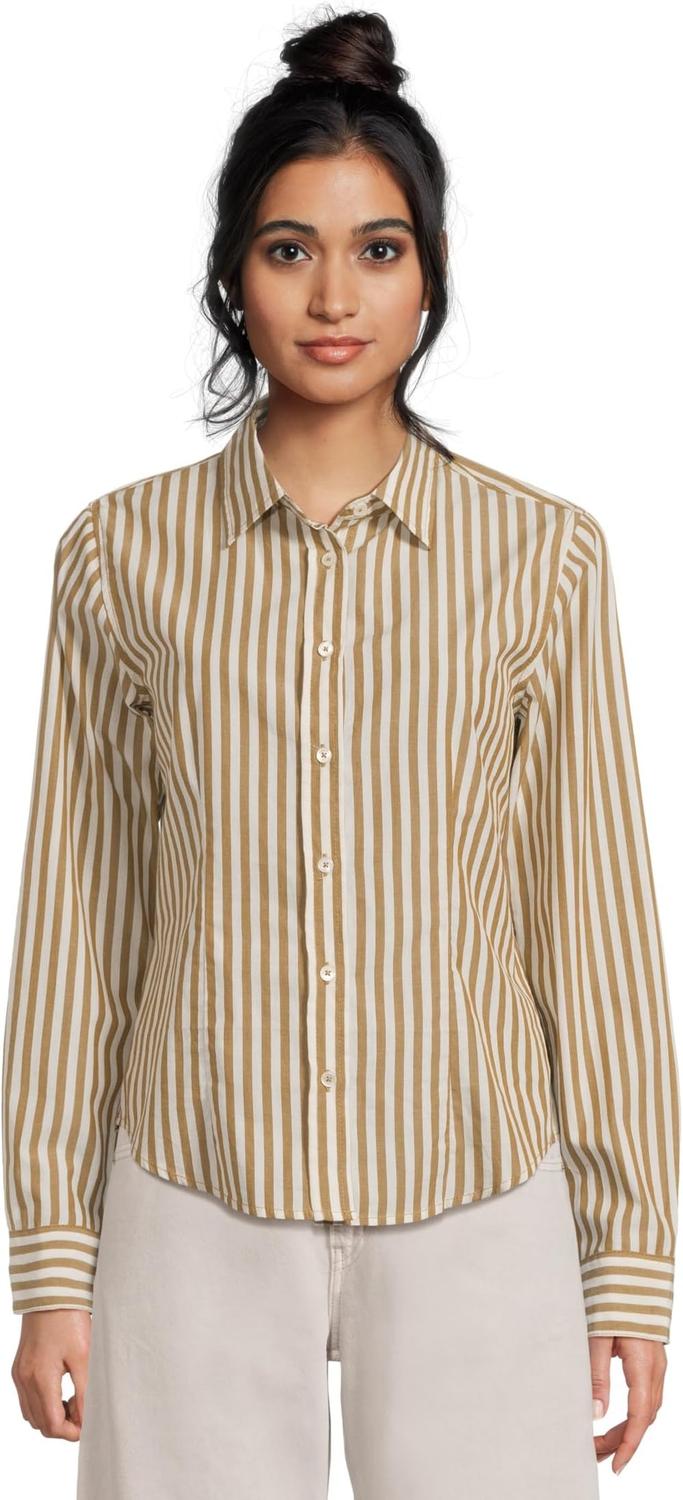 Женская облегающая рубашка на пуговицах Lilla P, Dijon/Talc Stripe
Женская облегающая рубашка на пуговицах Lilla P, Dijon/Talc Stripe