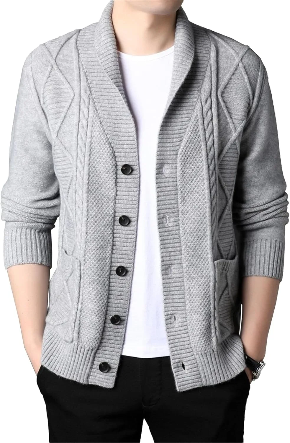 Мужской свитер с воротником и карманом
Мужской свитер с воротником и карманом