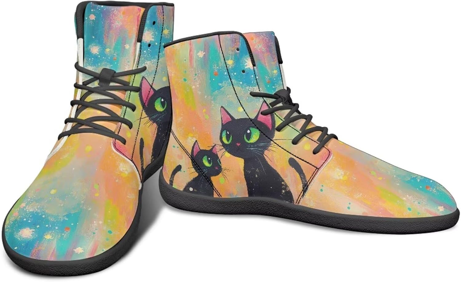 Мужские высокие кроссовки Animal Design с широким носком и резиновой подошвой для бега и с нулевым перепадом высоты, обеспечивающие ощущение поверхности Watdotory, Cartoon Black Cat Pattern
Мужские высокие кроссовки Animal Design с широким носком и резиновой подошвой для бега и с нулевым перепадом высоты, обеспечивающие ощущение поверхности Watdotory, Cartoon Black Cat Pattern