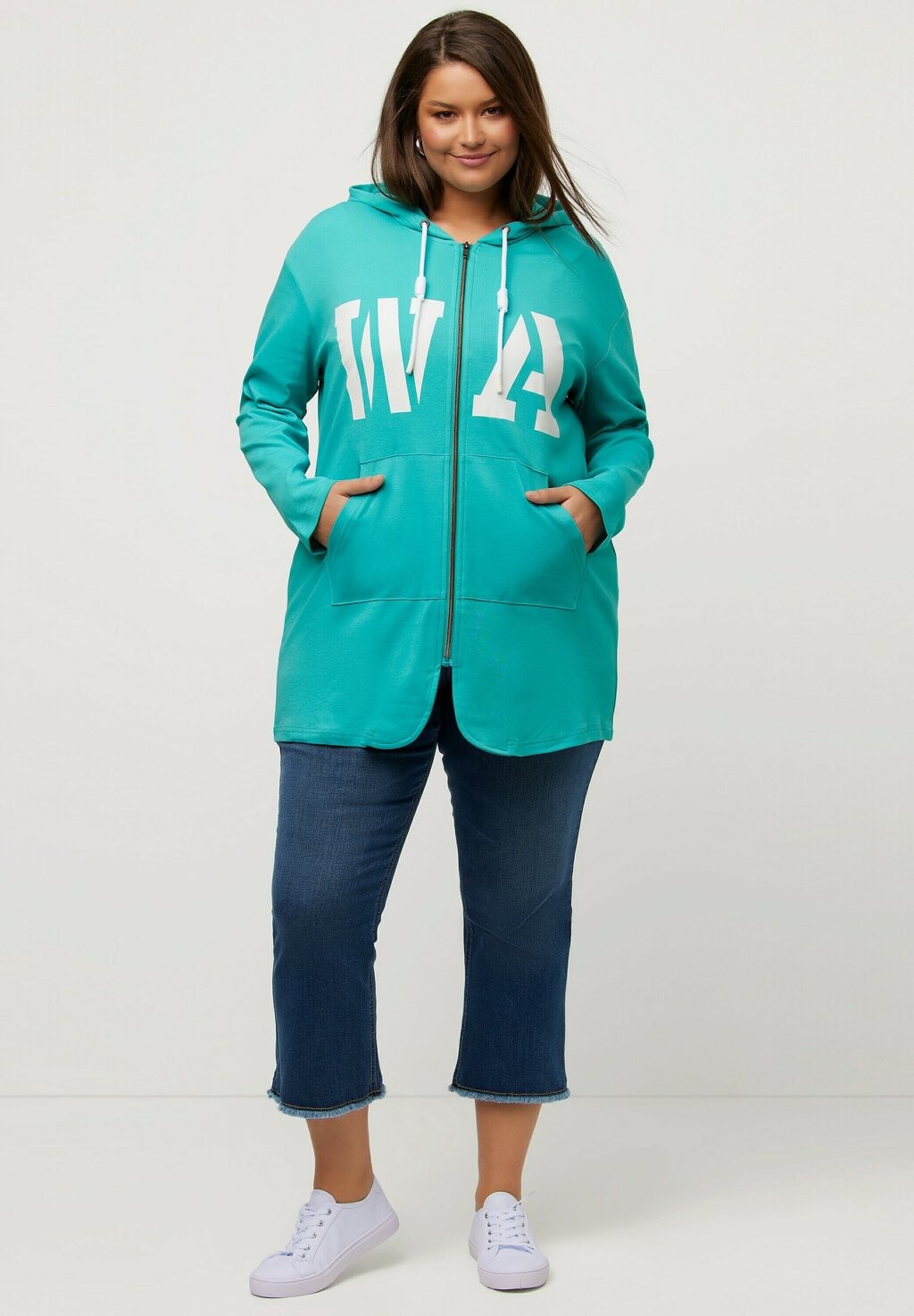 Толстовка на молнии Ulla Popken, бирюзовый 
Толстовка на молнии Ulla Popken, бирюзовый