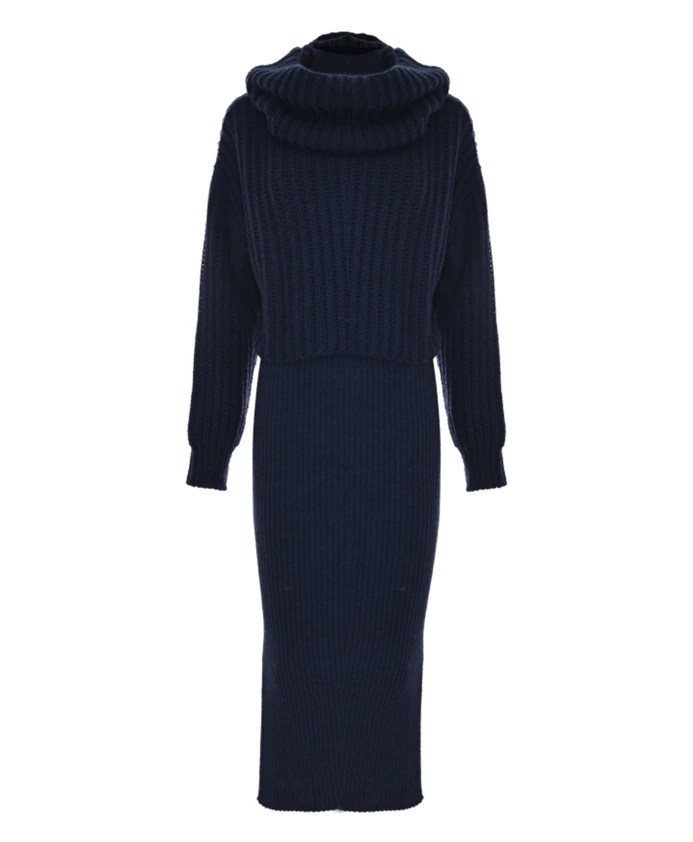 Трикотажное платье худи в рубчик Kocca, синий
Трикотажное платье худи в рубчик Kocca, синий