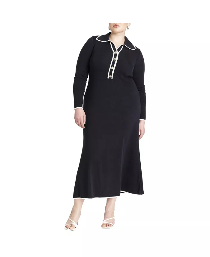 Женское платье-свитер плюс сайз с ребристой вязкой и воротником Eloquii, черный
Женское платье-свитер плюс сайз с ребристой вязкой и воротником Eloquii, черный