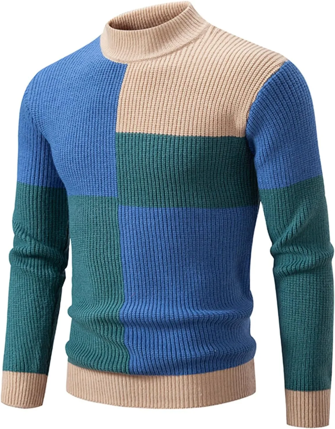 Мужской свитер с длинным рукавом и воротником стойкой, цветной блок, модный slim fit
Мужской свитер с длинным рукавом и воротником стойкой, цветной блок, модный slim fit